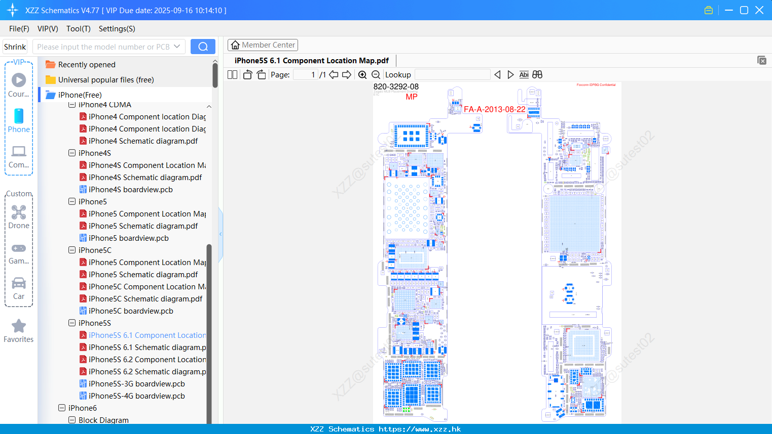 IPhone5S 6.1 Component Location Map